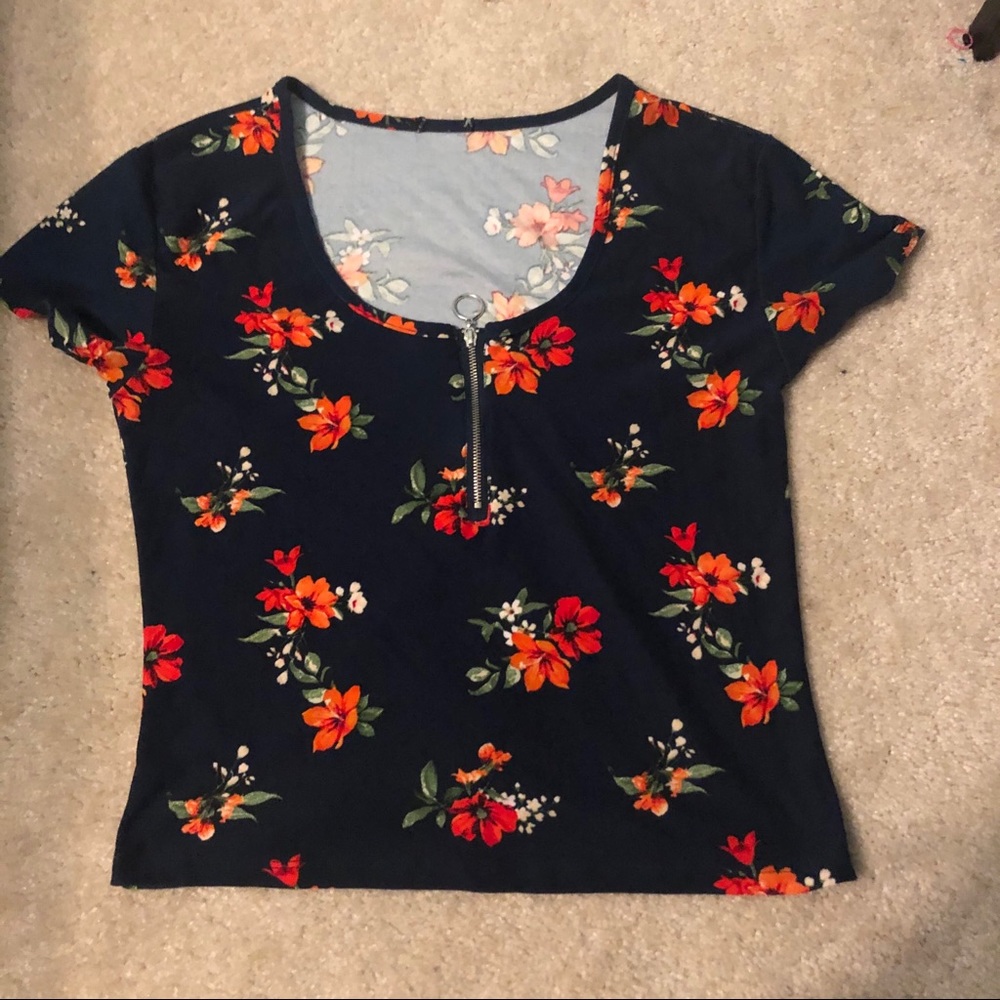 Blue Rue21 Crop Top With Zipper